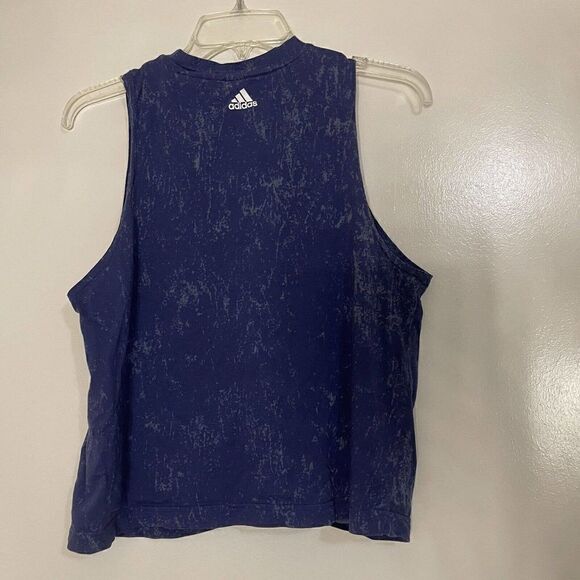 Adidas Blue marble log print cropped twist front tank top size Large - Picture 4 of 4